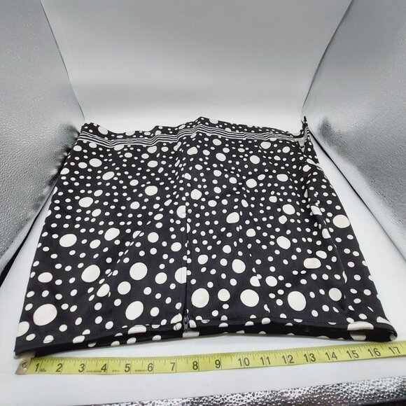 Anne Carson Skirt Skort Size 16 Black White Polka Dot Stripes Back Zipper - Picture 8 of 10